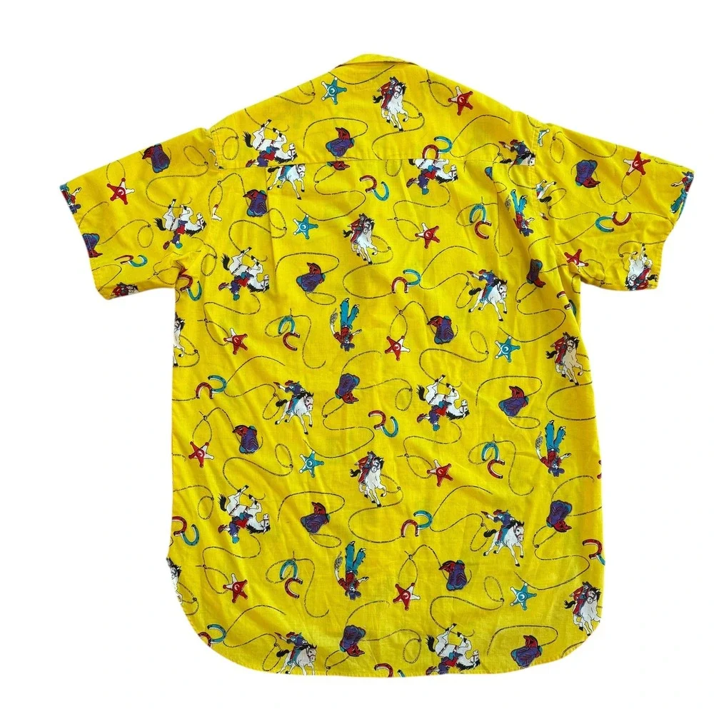 Vintage Michael Sharp Shirt Mens‎ Yellow Cowboy Rodeo Western Button Up XL